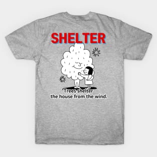 shelter ,Trees shelter  the house from the wind. T-Shirt